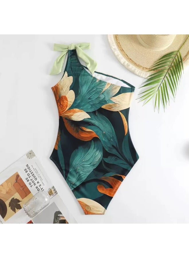 طقم سباحة نسائي من قطعتين مع غطاء للشاطئ، ملابس سباحة نسائية مع تنورة تغطية - Image 3